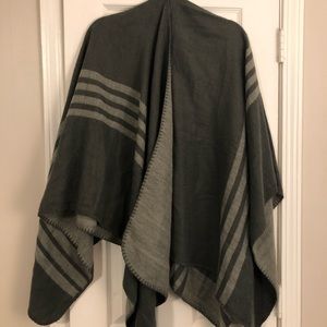 Grey reversible poncho